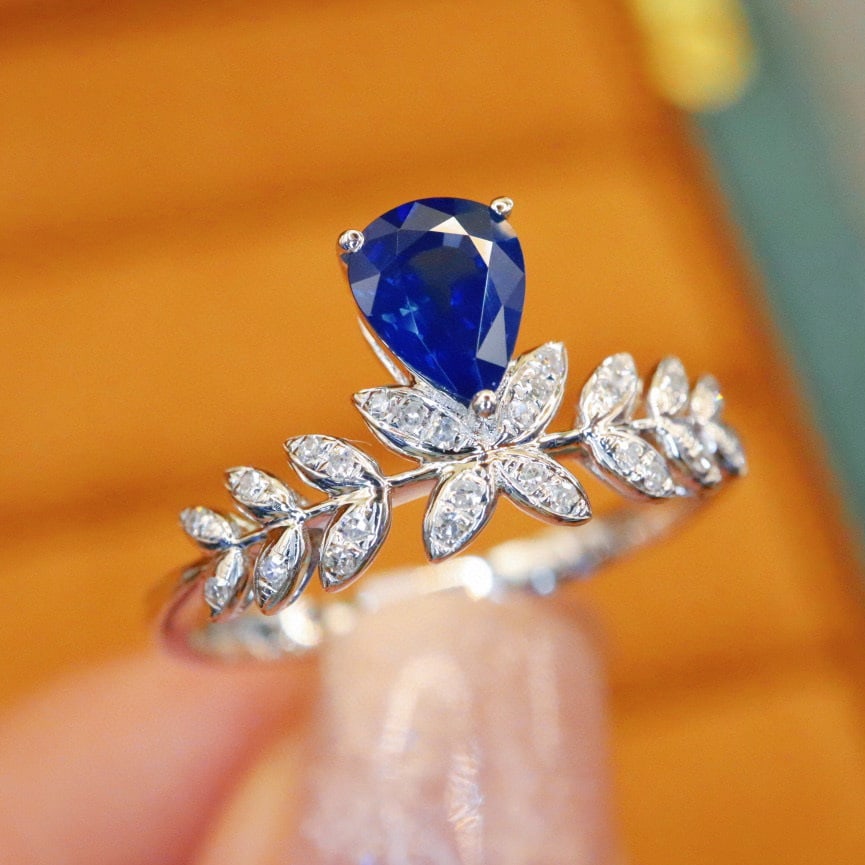 14k Gold 0.76 Ctw Natural Sapphire & Diamond Ring - 4