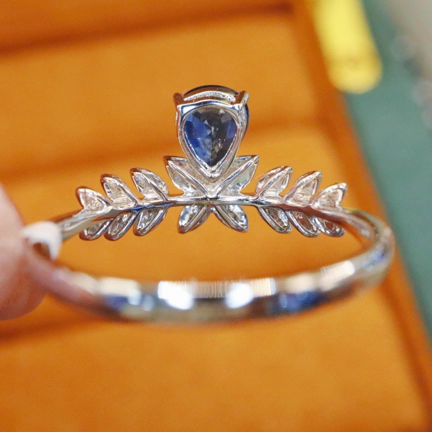 14k Gold 0.76 Ctw Natural Sapphire & Diamond Ring - 5