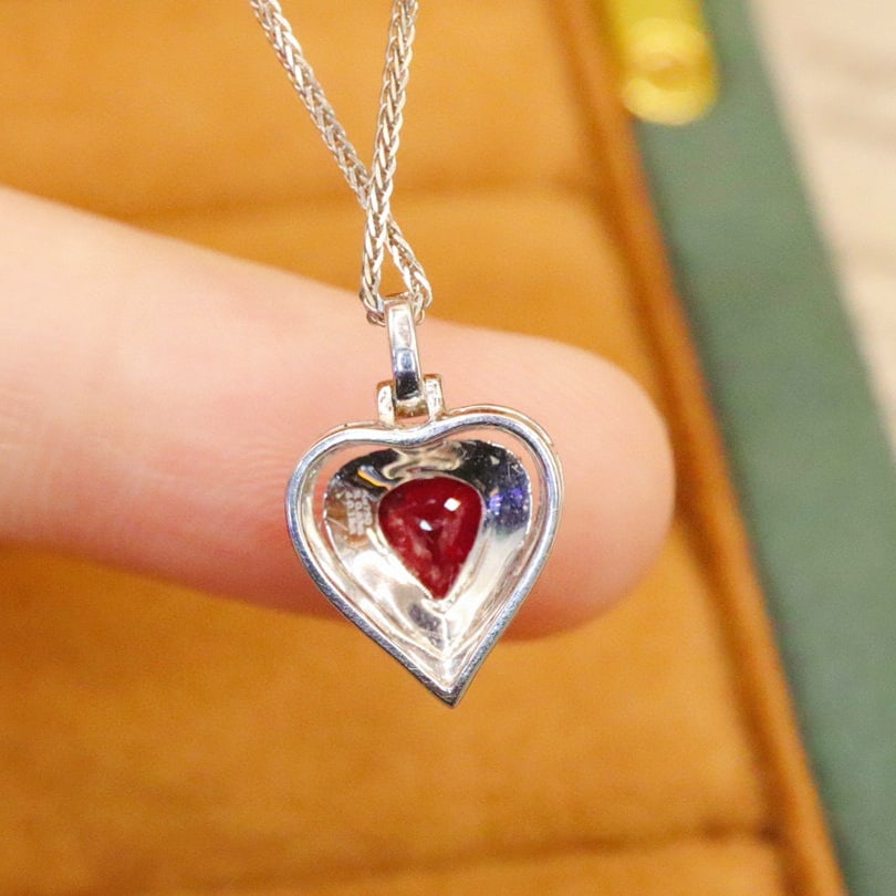 14k Gold 0.81 Ctw Natural Ruby & Diamond Pendant( Without Chain ) - 3