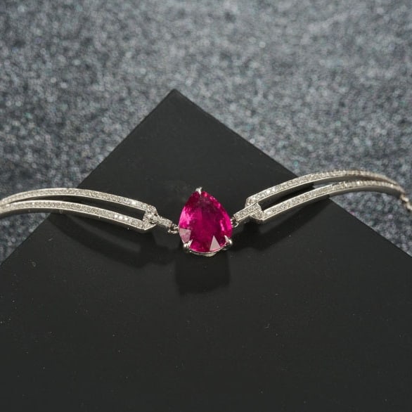 14k Gold 2.14 Ctw Natural Tourmaline & Diamond Bracelet - 7