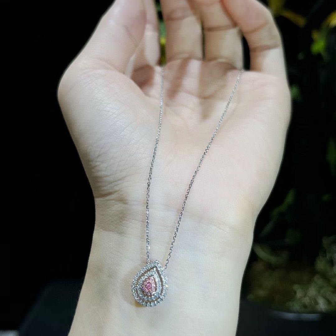 14k Gold 0.25 Ctw Natural Pink Diamond & Diamond Necklace - 2