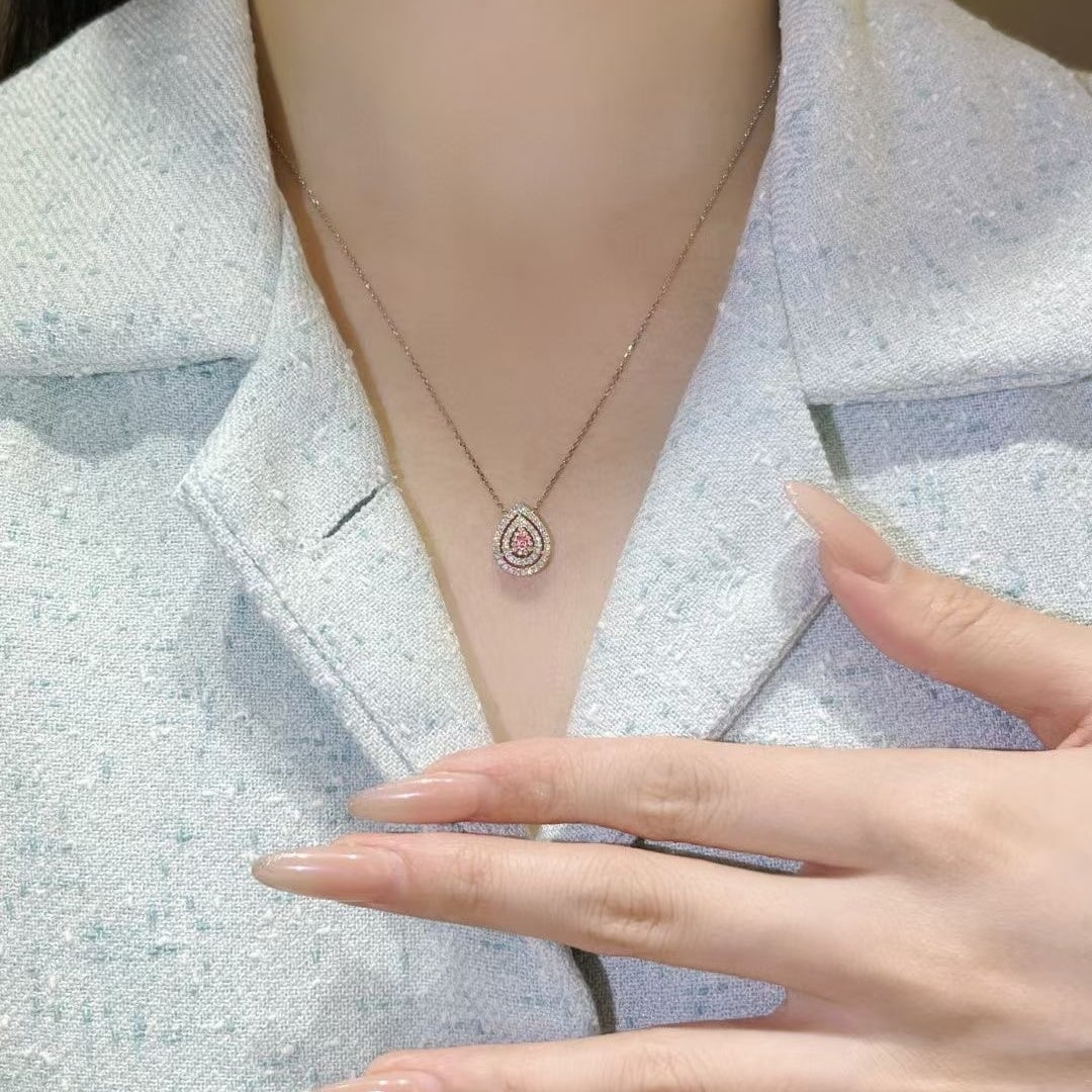 14k Gold 0.25 Ctw Natural Pink Diamond & Diamond Necklace - 4