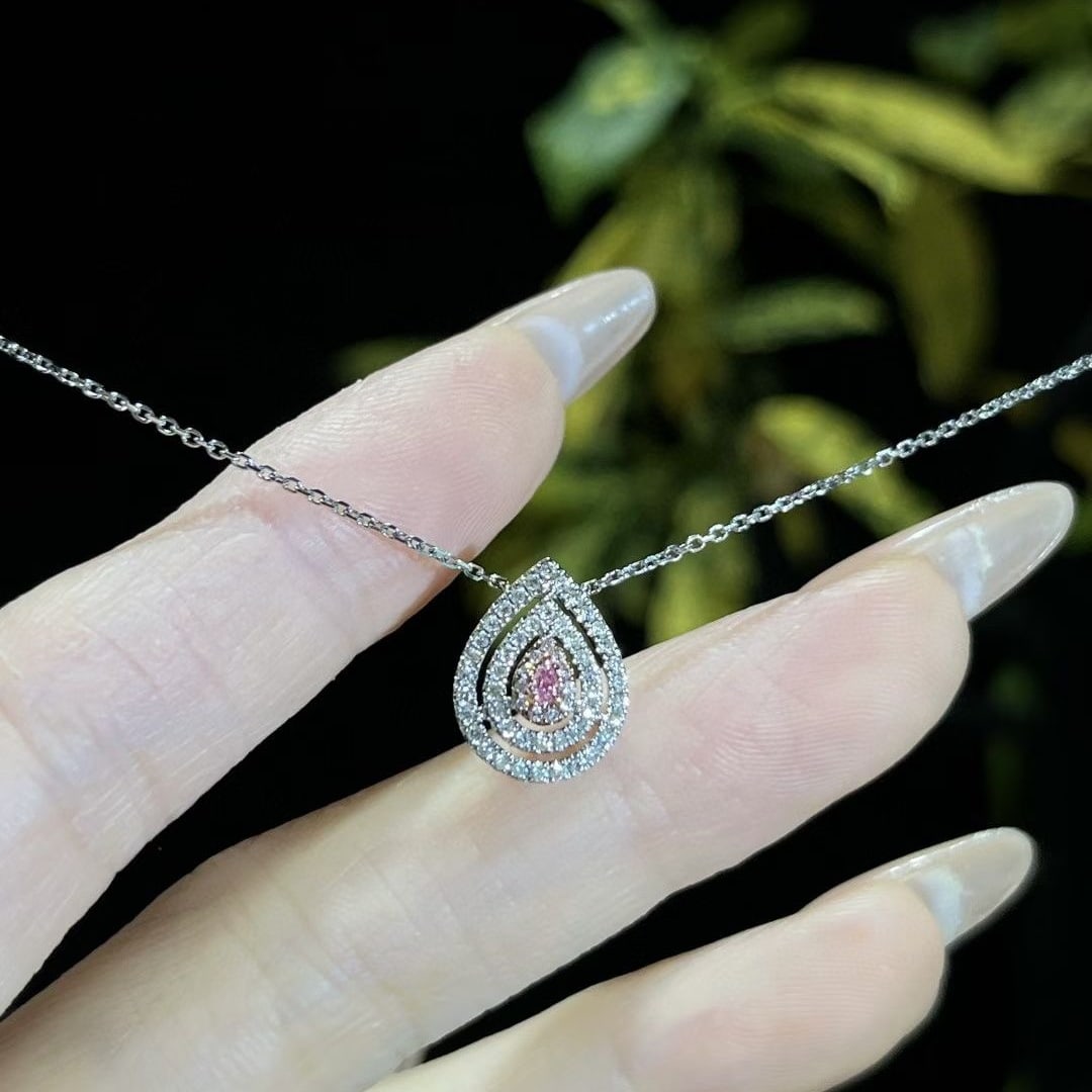 14k Gold 0.25 Ctw Natural Pink Diamond & Diamond Necklace - 5