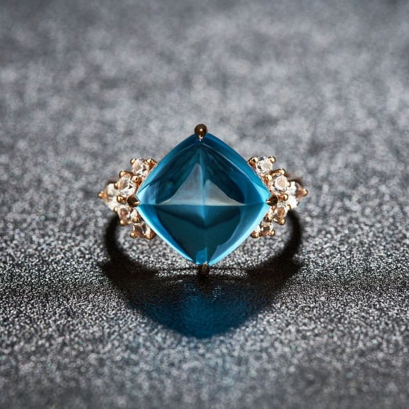 14k Gold 10.29 Ctw Natural Topaz & Sapphire Ring - 2