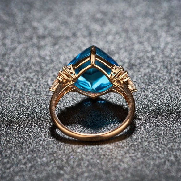 14k Gold 10.29 Ctw Natural Topaz & Sapphire Ring - 5