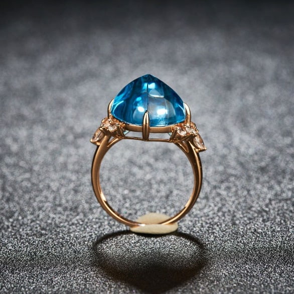 14k Gold 10.29 Ctw Natural Topaz & Sapphire Ring - 6