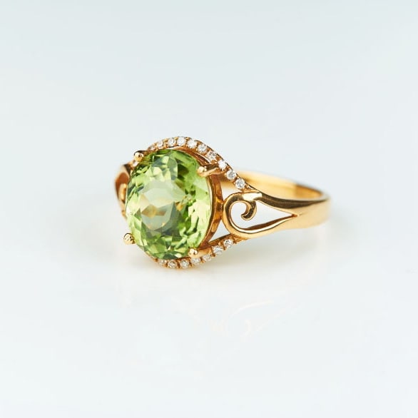 14k Gold 2.92 Ct Natural Tourmaline & Diamond Ring - 5