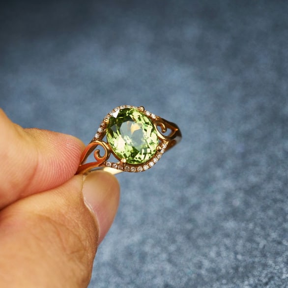14k Gold 2.92 Ct Natural Tourmaline & Diamond Ring - 6