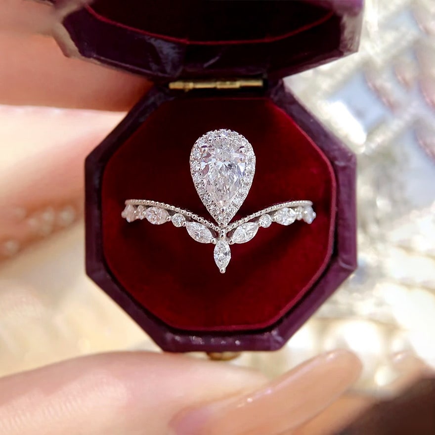 Gia Certified 14k Gold 0.50 Ct Natural J Vs2 Pear Diamond Ring - 3