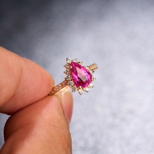 14k Gold 1.34 Ctw Natural Tourmaline & Diamond Ring - 7