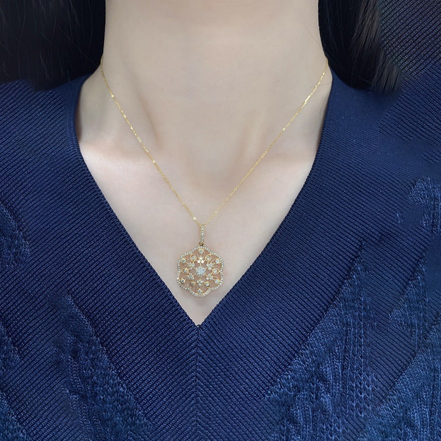 14k Gold 0.45 Ct Natural H Diamond Pendant( Without Chain ) - 4