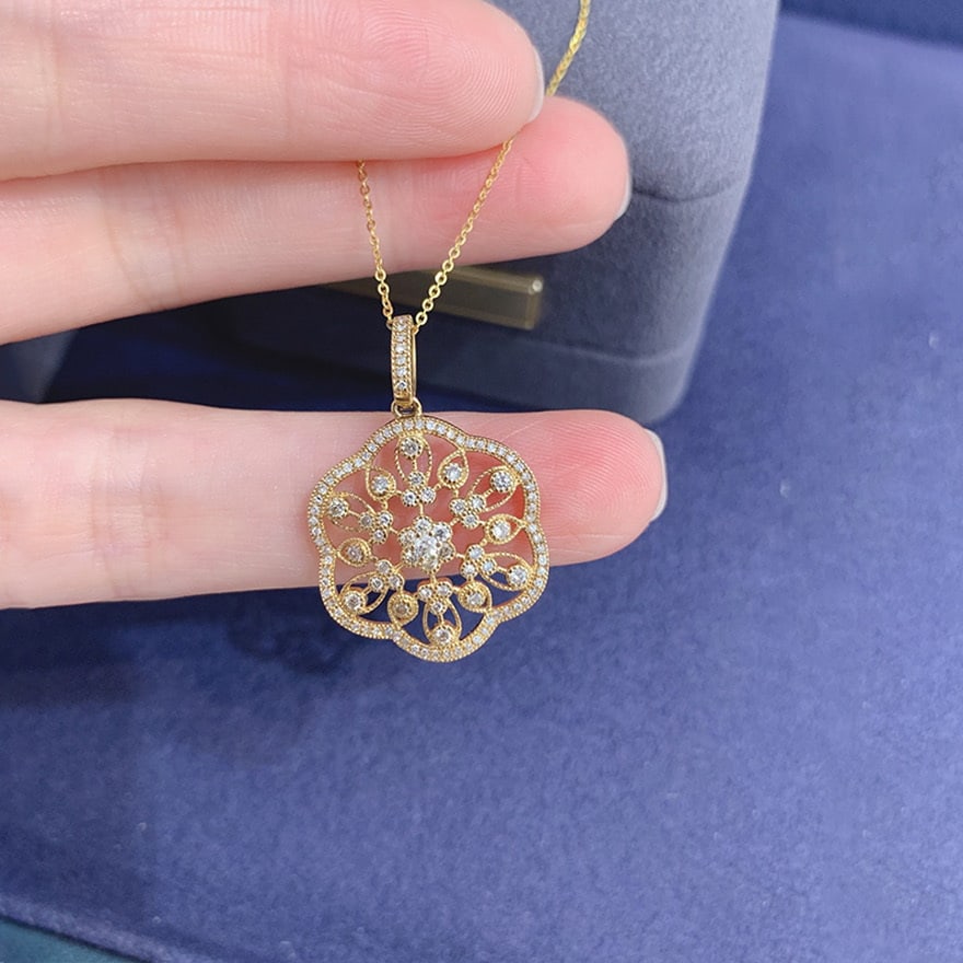 14k Gold 0.45 Ct Natural H Diamond Pendant( Without Chain ) - 6