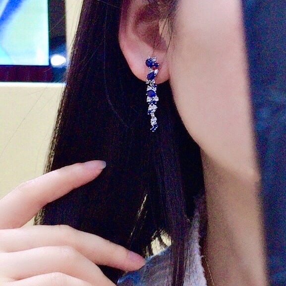 14k Gold 4.04 Ctw Natural Sapphire & Sapphire Earrings - 4