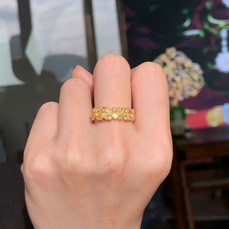 14k Gold 1.31 Ctw Natural Yellow Diamond & Diamond Ring - 2