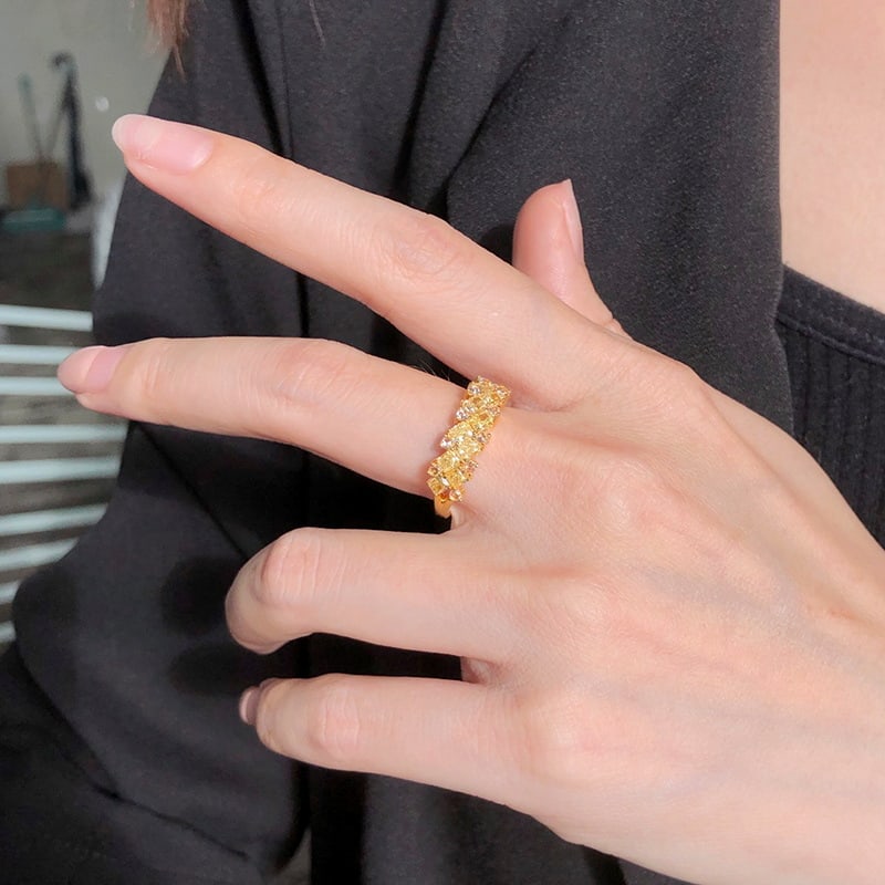14k Gold 1.31 Ctw Natural Yellow Diamond & Diamond Ring - 4
