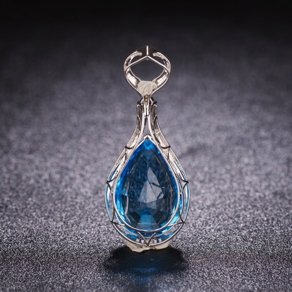 14k Gold 24.41 Ctw Natural Topaz & Sapphire Pendant( Without Chain ) - 3