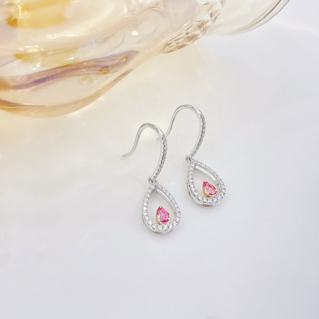 14k Gold 0.36 Ctw Natural Pink Diamond & Diamond Earrings - 3