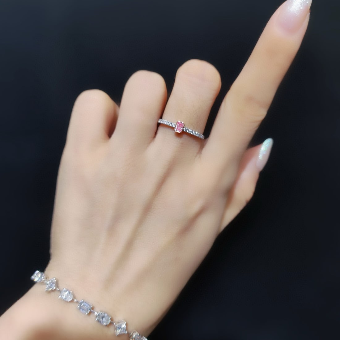 14k Gold 0.34 Ctw Natural Pink Diamond & Diamond Ring - 3