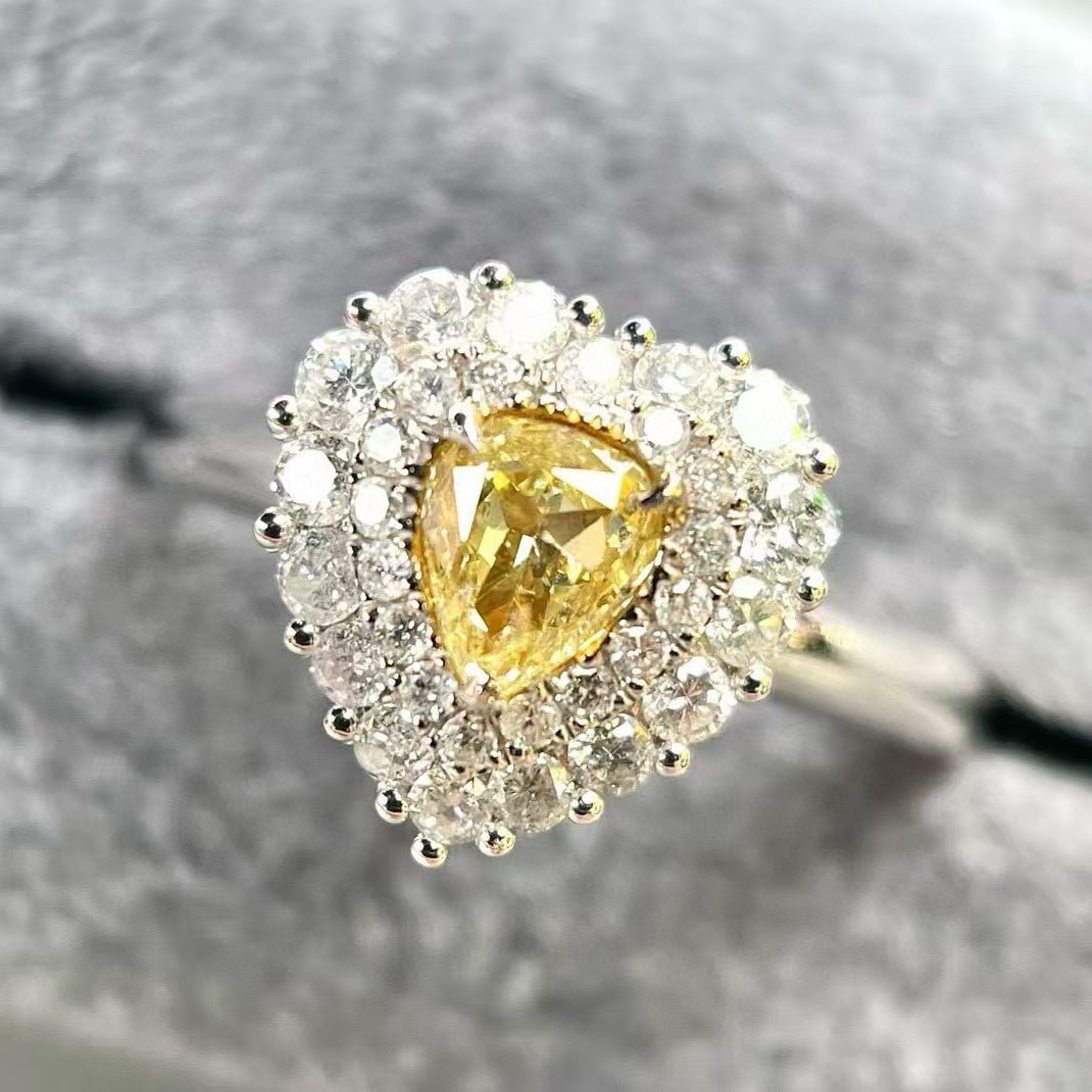 14k Gold 0.75 Ctw Natural Yellow Diamond & Diamond Ring - 3