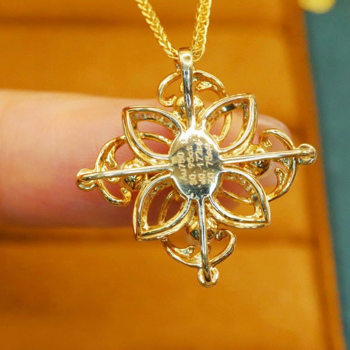 14k Gold 1.12 Ctw Natural Sapphire & Diamond Pendant( Without Chain ) - 3