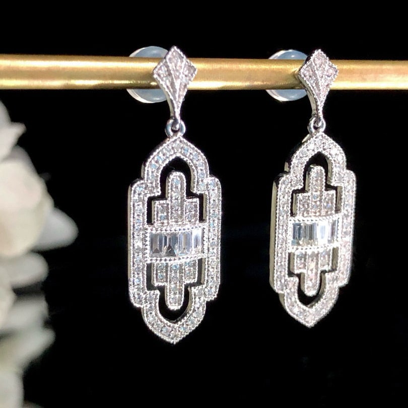 14k Gold 0.60 Ct Natural H Diamond Earrings - 3