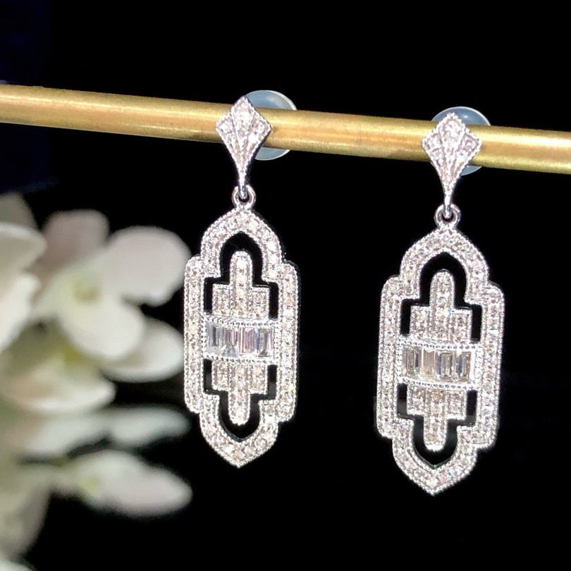 14k Gold 0.60 Ct Natural H Diamond Earrings - 4