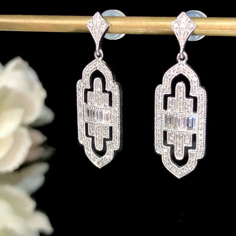 14k Gold 0.60 Ct Natural H Diamond Earrings - 5