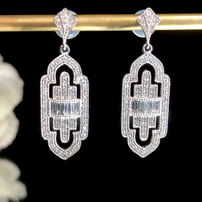 14k Gold 0.60 Ct Natural H Diamond Earrings - 6