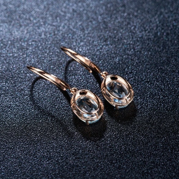 14k Gold 2.65 Ct Natural Aquamarine Earrings - 5