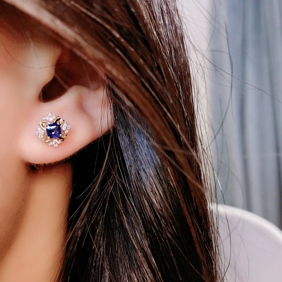 14k Gold 0.70 Ctw Natural Ruby & Sapphire & Diamond Earrings - 5