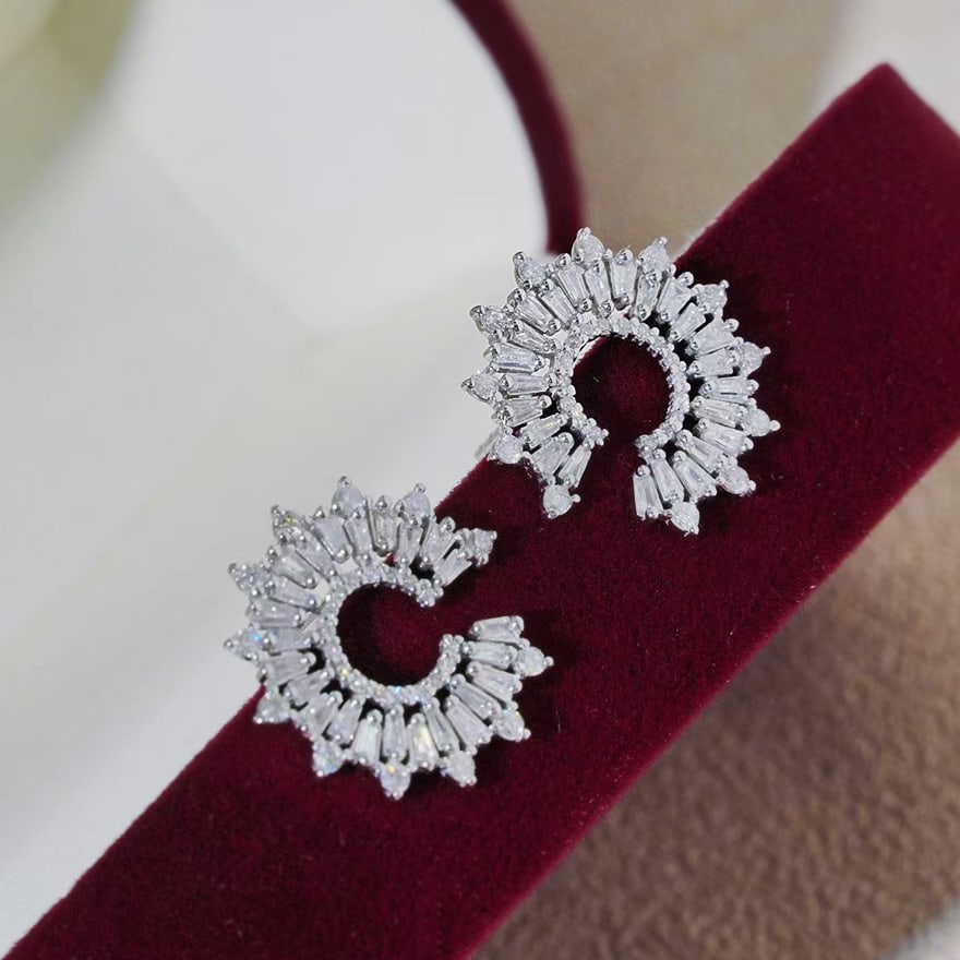 14k Gold 0.9 Ct Natural H Diamond Earrings - 6