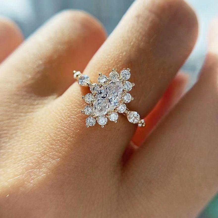 Gia Certified 14k Gold 0.50 Ct Natural G Vs2 Marquise Diamond Ring - 2