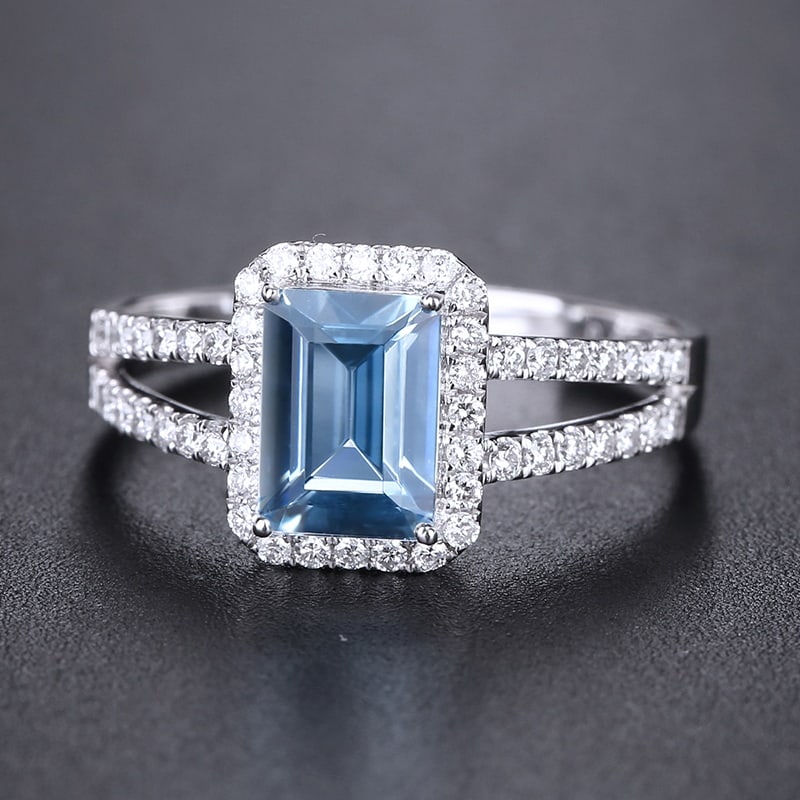 14k Gold 1.10 Ctw Natural Aquamarine & Diamond Ring - 2