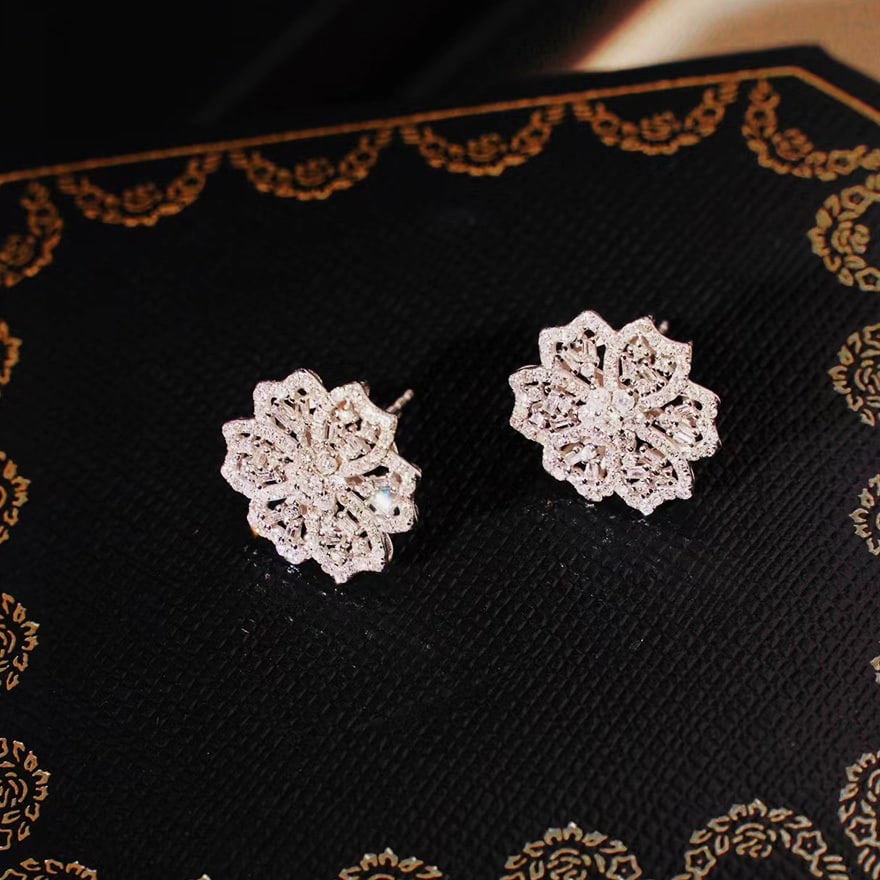14k Gold 0.9 Ct Natural H Diamond Earrings - 2