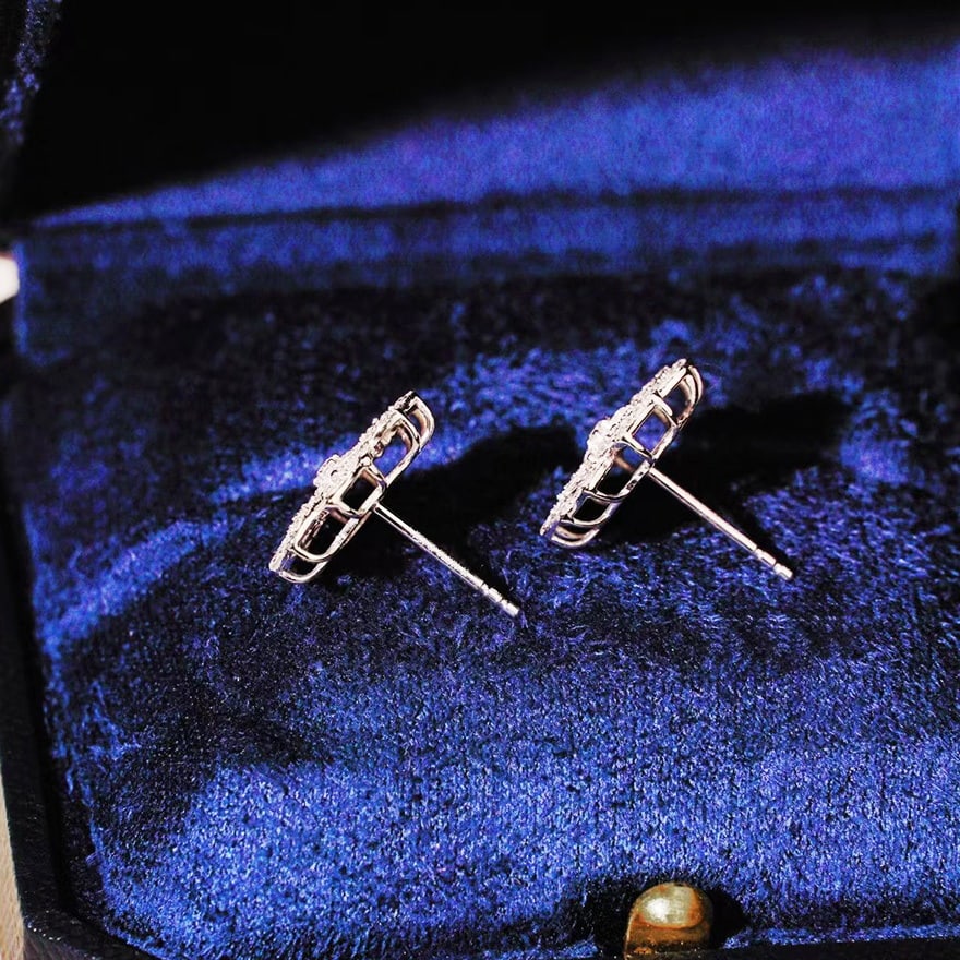 14k Gold 0.9 Ct Natural H Diamond Earrings - 4