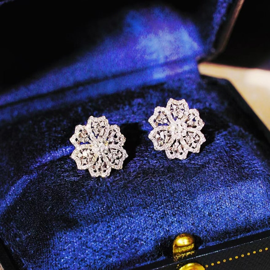 14k Gold 0.9 Ct Natural H Diamond Earrings - 6