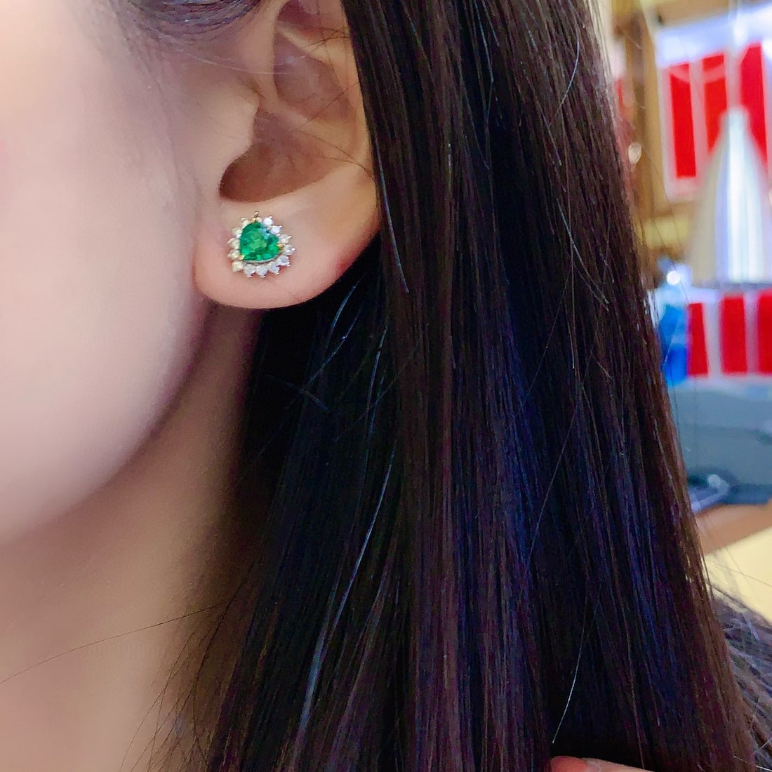 14k Gold 1.86 Ctw Vivid Green Natural Emerald & Diamond Earrings - 3