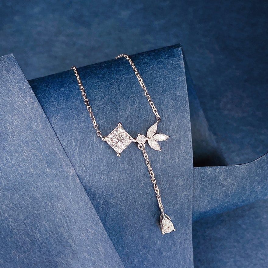 Gia Certified 14k Gold 0.50 Ct Natural F Vs2 Princess Diamond Necklace - 2