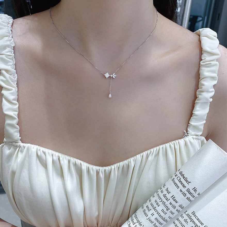 Gia Certified 14k Gold 0.50 Ct Natural F Vs2 Princess Diamond Necklace - 3