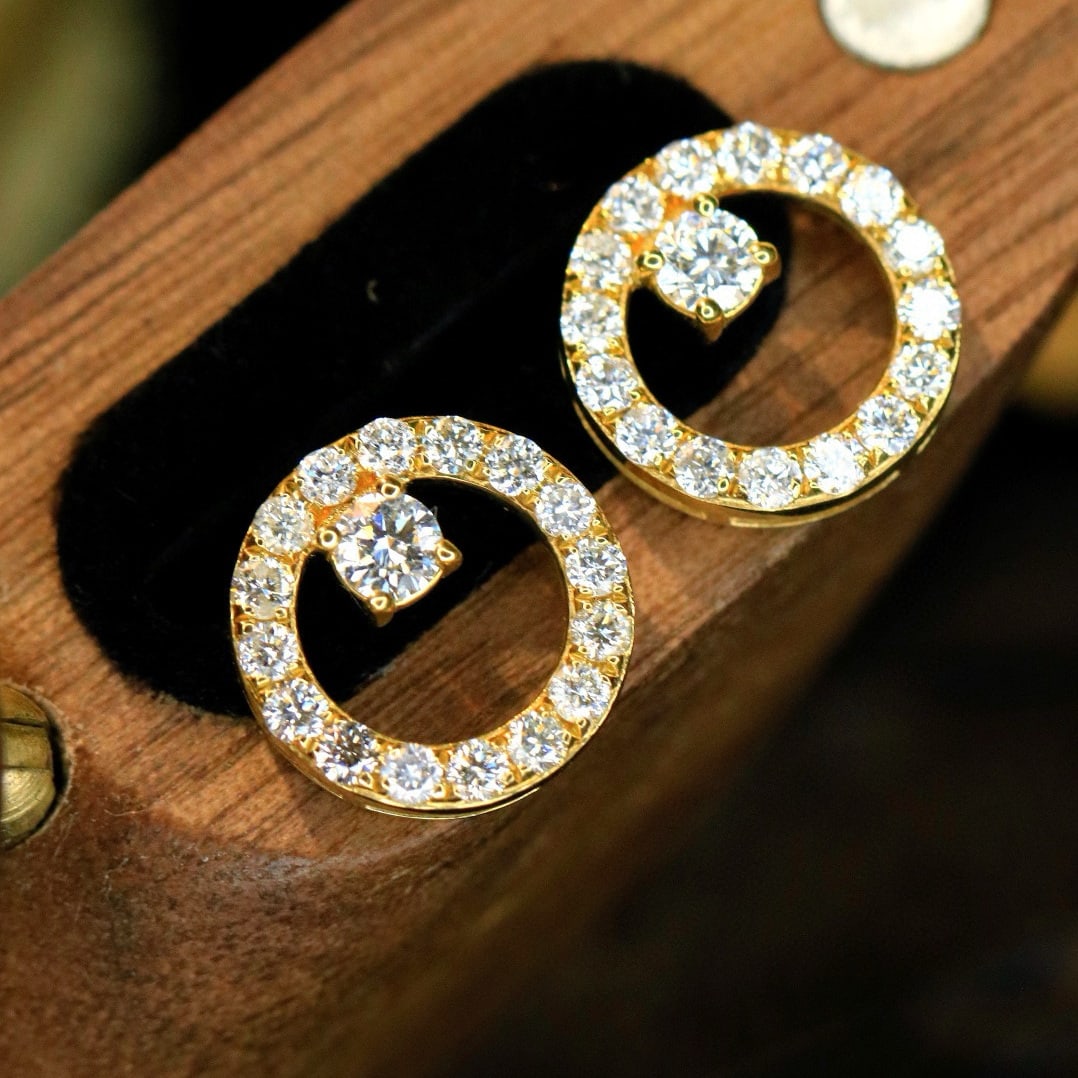 14k Gold 0.8 Ct Natural H Diamond Earrings - 2
