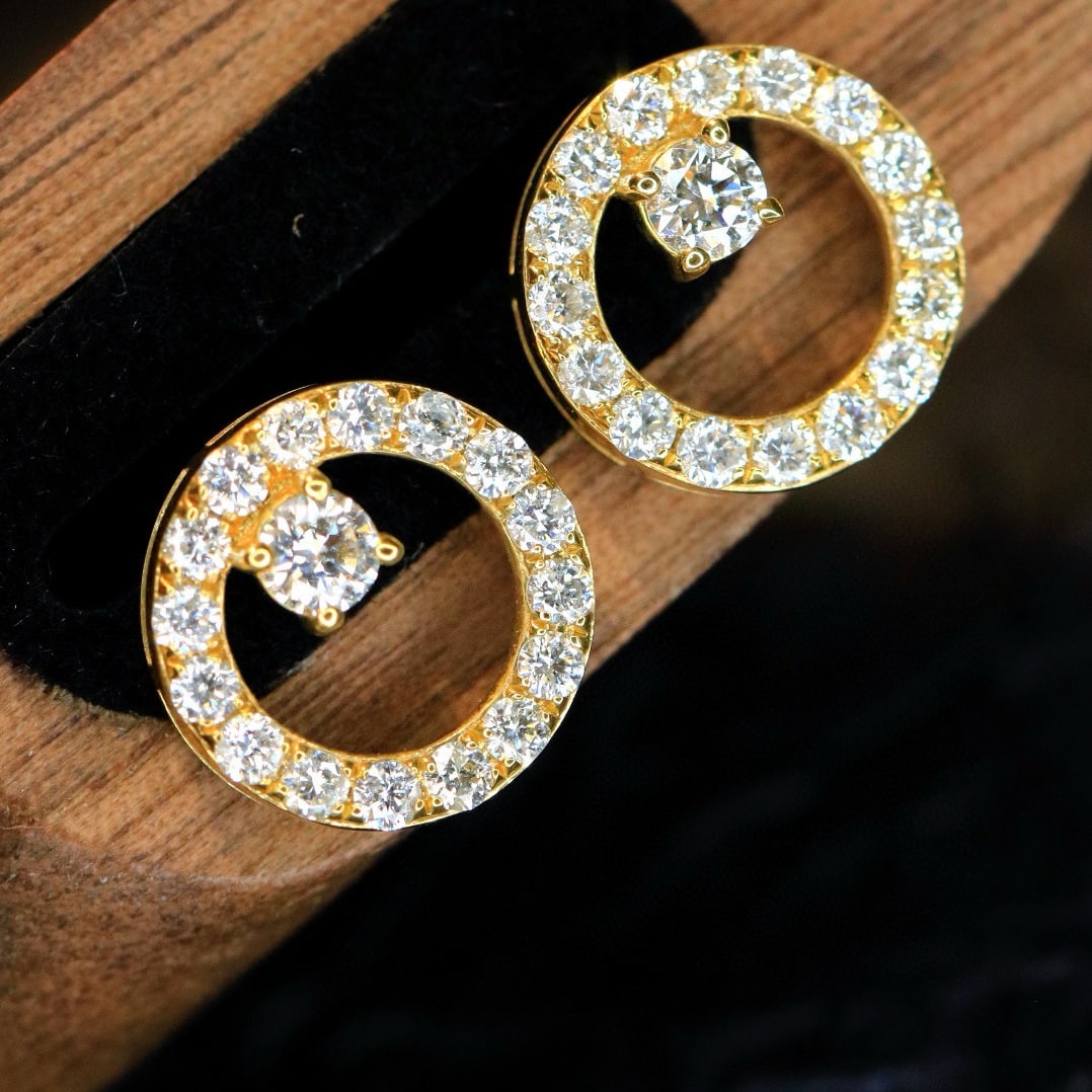14k Gold 0.8 Ct Natural H Diamond Earrings - 3