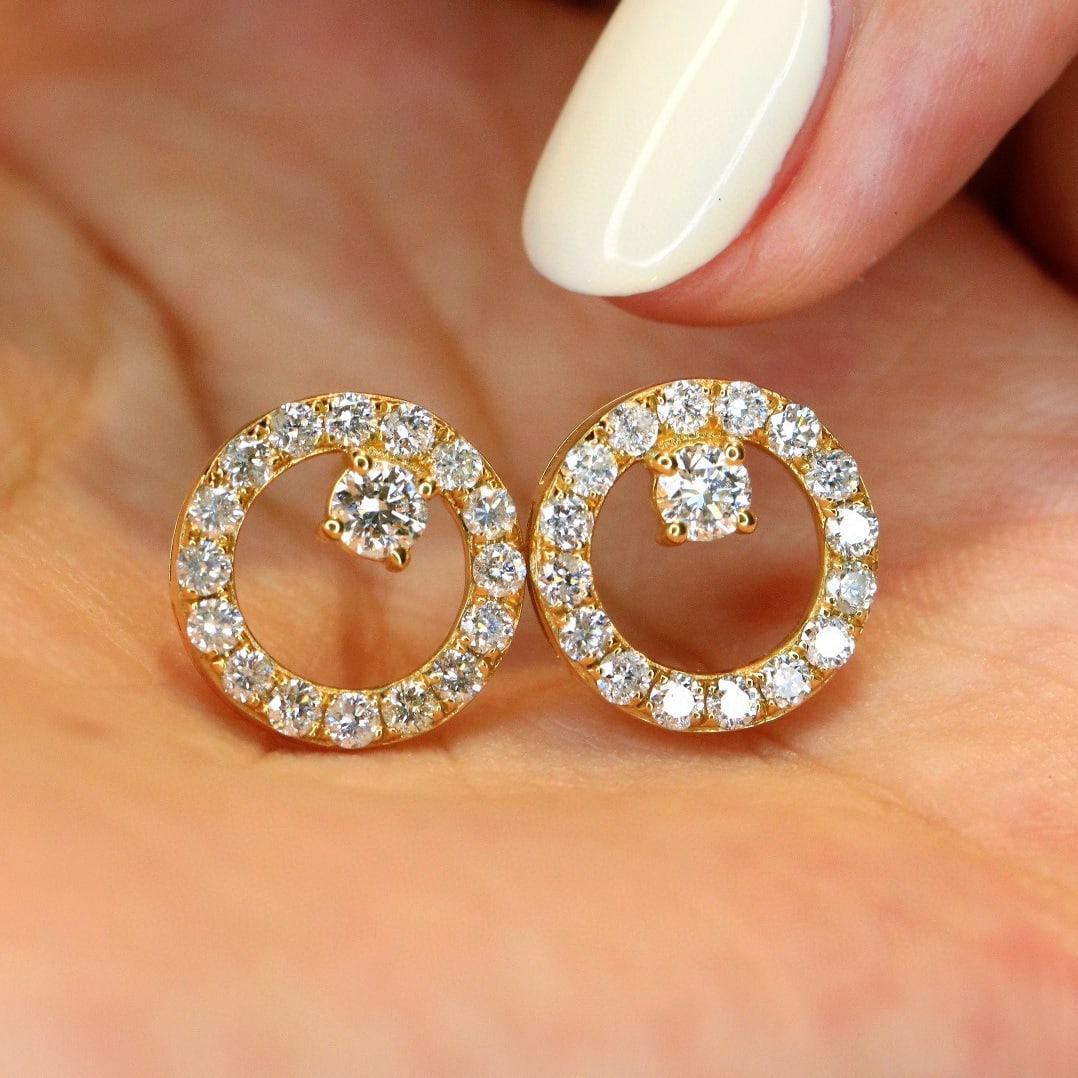 14k Gold 0.8 Ct Natural H Diamond Earrings - 7
