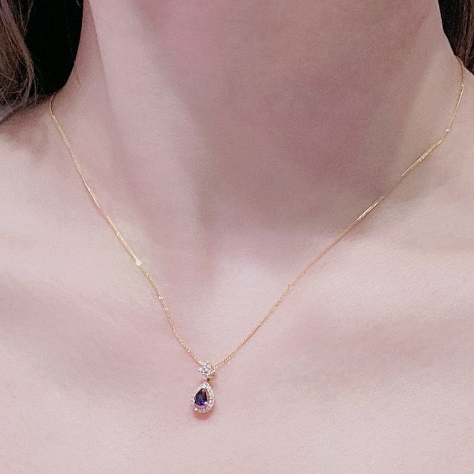 14k Gold 0.42 Ctw Vivid Blue Natural Sapphire & Diamond Pendant( Without Chain ) - 4