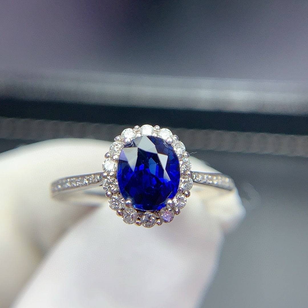 14k Gold 1.25 Ct Natural Sapphire & Diamond Ring - 4