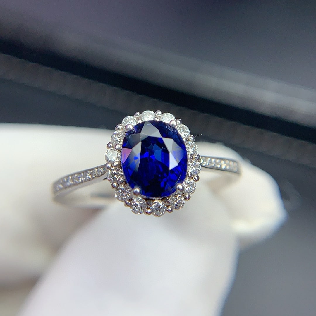 14k Gold 1.25 Ct Natural Sapphire & Diamond Ring - 5
