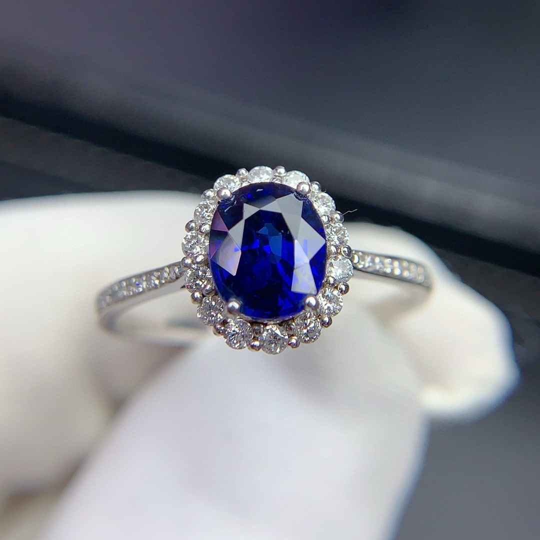 14k Gold 1.25 Ct Natural Sapphire & Diamond Ring - 6