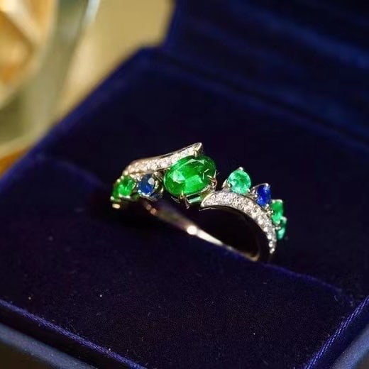 14k Gold 1.16 Ctw Vivid Green Natural Emerald & Emerald Ring - 3