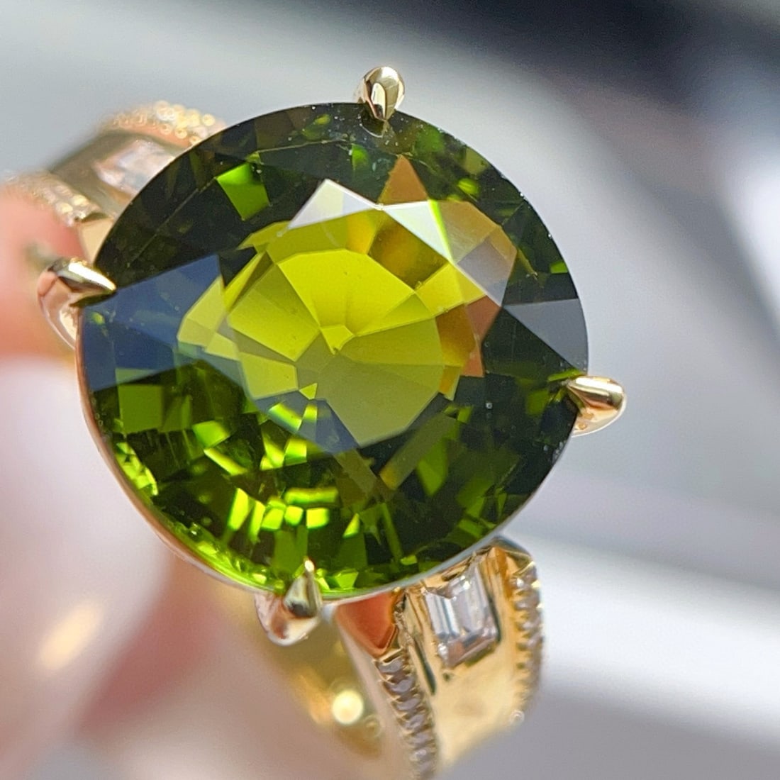 14k Gold 7.00 Ct Natural Tourmaline & Diamond & Sapphire Ring - 5