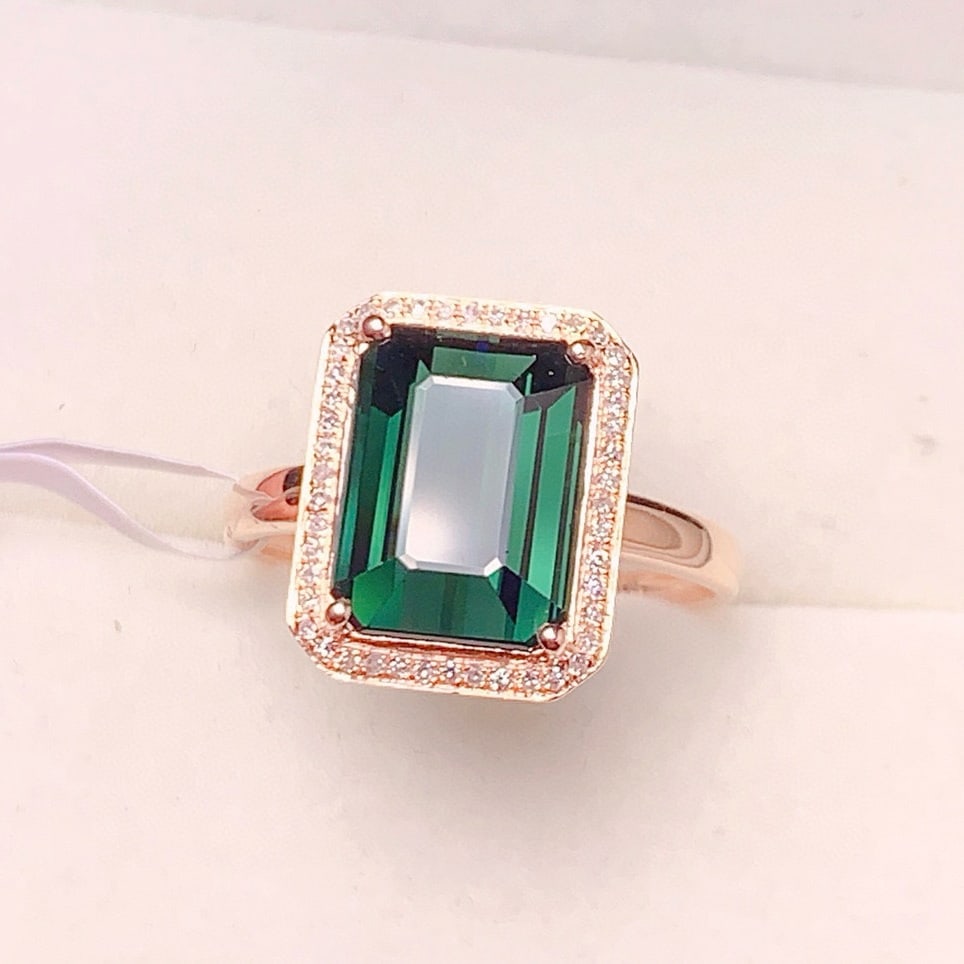 14k Gold 4.5 Ct Natural Tourmaline & Diamond Ring - 3