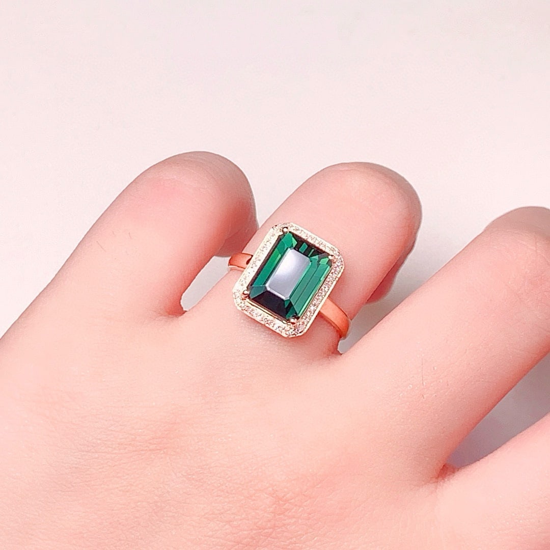 14k Gold 4.5 Ct Natural Tourmaline & Diamond Ring - 4